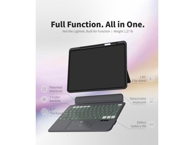 EIP Bluetooth Keyboard Case for iPad Pro 11 inch M5/M4, 11' Magnetic Detachable Cover with Trackpad, Patented Stylus Shortcuts, 7-Color Backlit...