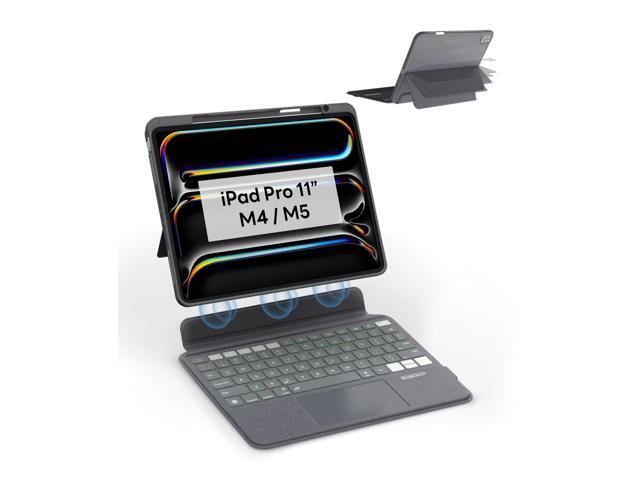 EIP Bluetooth Keyboard Case for iPad Pro 11 inch M5/M4, 11' Magnetic Detachable Cover with Trackpad, Patented Stylus Shortcuts, 7-Color Backlit...