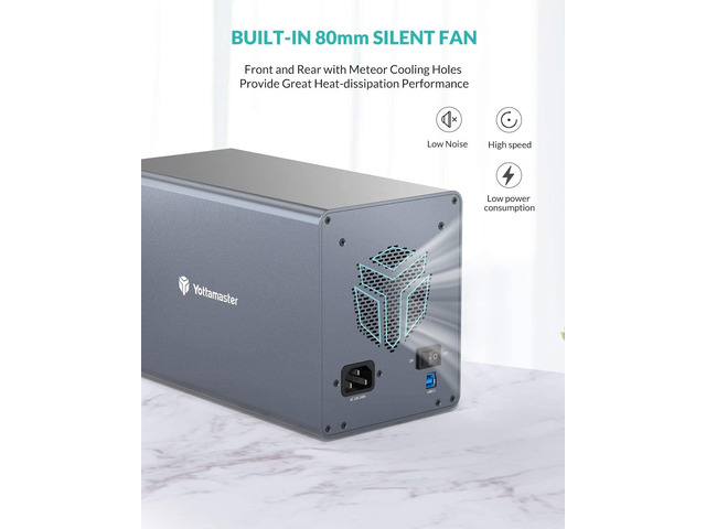 4 Bay Hard Drive Enclosure,Yottamaster Aluminum Alloy 2.5'/3.5' USB3.0 to SATA3.0 External HDD SSD Storage Enclosure,Support 4 x 18 TB...