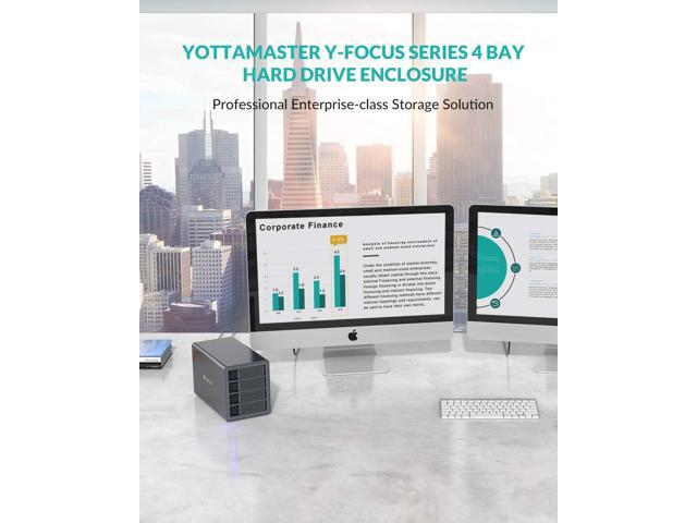 4 Bay Hard Drive Enclosure,Yottamaster Aluminum Alloy 2.5'/3.5' USB3.0 to SATA3.0 External HDD SSD Storage Enclosure,Support 4 x 18 TB...