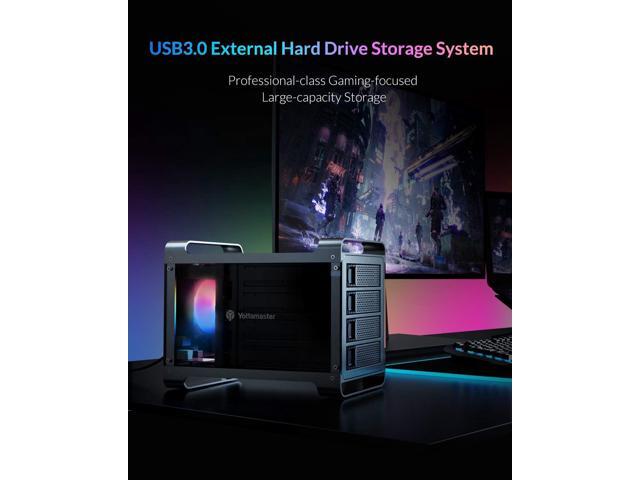 Yottamaster 4 Bay Hard Drive Enclosure,Aluminum Alloy 2.5'& 3.5' SATA HDD/SSD External HDD SSD Storage Enclosure with 80mm RGB Silent Fan,Supports...