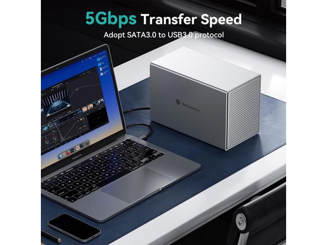 Yottamaster 5 Bay External Hard Drive Enclosure, Aluminum USB3.0 3.5' HDD Enclosure for 3.5 2.5 Inch SATA HDD Support 5 x 16TB, Mac Style Direct...