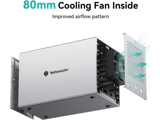 Yottamaster 5 Bay External Hard Drive Enclosure, Aluminum USB3.0 3.5' HDD Enclosure for 3.5 2.5 Inch SATA HDD Support 5 x 16TB, Mac Style Direct...