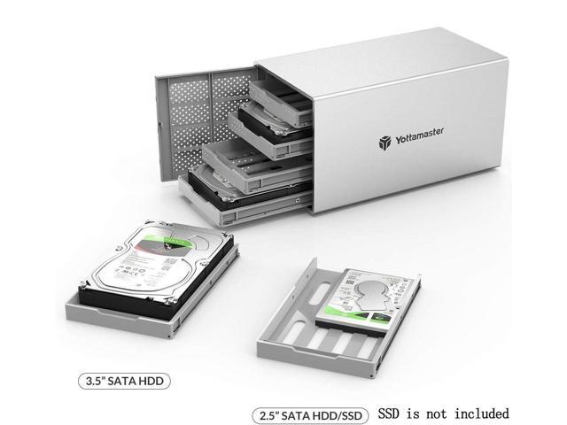 Yottamaster 4 Bay Hard Drive Enclosure, Aluminum Alloy 4 Bay 2.5/3.5 Inch Type C External Hard Drive Enclosure USB3.1 Gen1,Mac Style Designed for...
