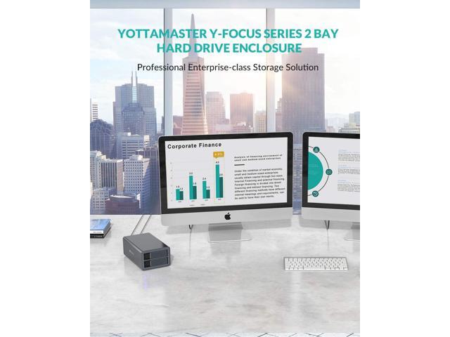 Yottamaster 2 Bay RAID External Hard Drive Enclosure for 2.5' & 3.5' SATA Hard Drives, USB3.0 RAID Enclosure Support 36TB & RAID 0/1/JBOD/Clone/PM,...