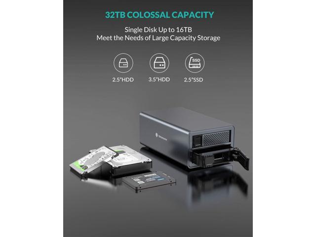 Yottamaster 2 Bay RAID External Hard Drive Enclosure for 2.5' & 3.5' SATA Hard Drives, USB3.0 RAID Enclosure Support 36TB & RAID 0/1/JBOD/Clone/PM,...