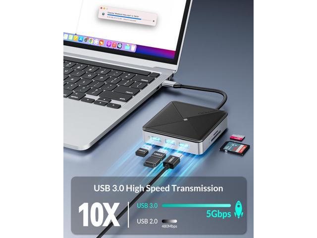 GiGimundo By Yottamaster 8-in-1 USB C Hub with USB 3.0 Splitters x 3, TF & SD Card Readers, 4K@60HZ HDMI, 1000Mbps Ethernet, PD 100W, Multi Extra...