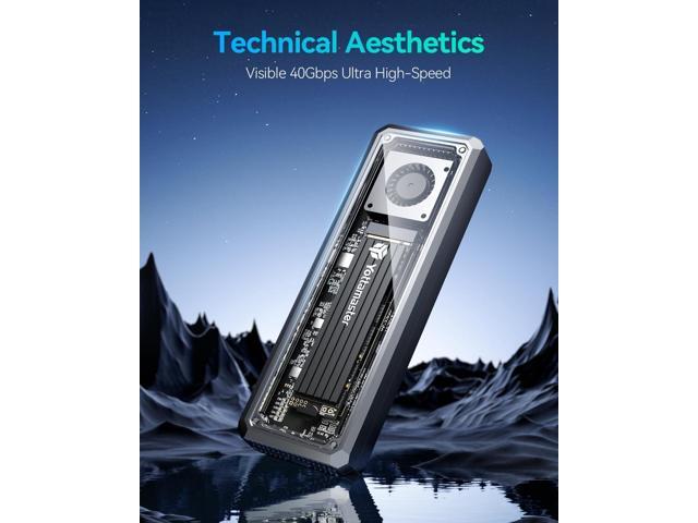 Yottamaster 40Gbps M.2 NVMe SSD Enclosure with Built-in Cooling Fan, Tool-Free Aluminum NVMe Enclosure, Support 4TB M.2 NVMe 2230 2242 2260 2280 (M...