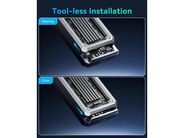 Yottamaster 40Gbps M.2 NVMe SSD Enclosure with Built-in Cooling Fan, Tool-Free Aluminum NVMe Enclosure, Support 4TB M.2 NVMe 2230 2242 2260 2280 (M...