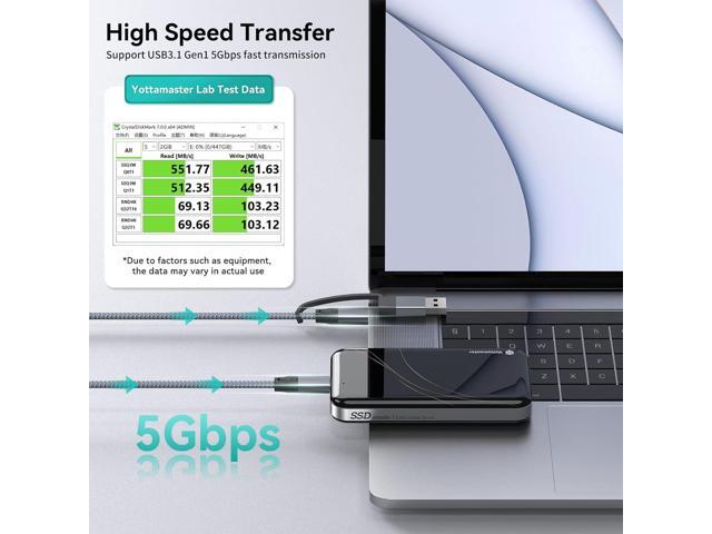 Yottamaster 500GB Portable SSD - Up to 560MB/s - USB-C, USB 3.1 External Solid State Drive NVMe SSD Drive for Business, Students, Professionals