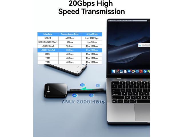 Yottamaster 1TB Magnetic External SSD, Up to 2000MB/s USB 3.2 Gen 2x2 Portable Solid State Drive, Supports 4K ProRes HDR Compatible with iPhone...