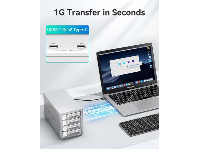 Yottamaster VN400C3 4 Bay Hard Drive Enclosure, 10Gbps Daisy-Chain 4 Bay DAS, Aluminum USB C DAS Enclosure Support 88TB (4x22TB), Max Up to 264TB...