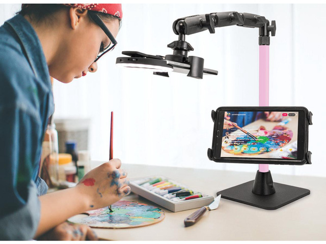 Arkon Mounts RCBTABLEPK - Dual Phone and Tablet Weighted Base Mount Stand (Remarkable Creators 3-in-1) - Pink