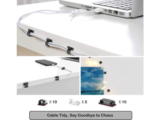 Updated 252 PCS Cable Management Kit 4 Wire Organizer Sleeve,11 Cable Holder,25Cord Clips 10+2 Roll Cable Organizer Straps and 200 Fastening Cable...