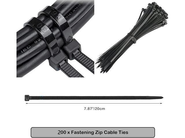 Updated 252 PCS Cable Management Kit 4 Wire Organizer Sleeve,11 Cable Holder,25Cord Clips 10+2 Roll Cable Organizer Straps and 200 Fastening Cable...