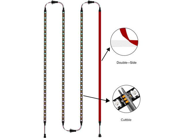 Adiven High Performance IC PC Light Strip 4PCs 19in Individually Addressable for 5V 3Pin LED Headers for Asus Aura,Gigabyte RGB Fusion, MSI Mystic...