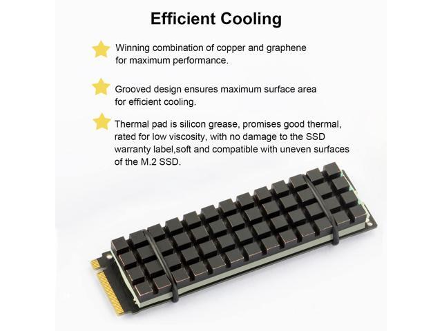 Adiven NVME M.2 Heatsink SSD Heatsink: Graphite Covered Pure Copper Heatsink Thermal Pad for 2280 NGFF M.2 SSD Laptop PS5 (70x20x2mm)