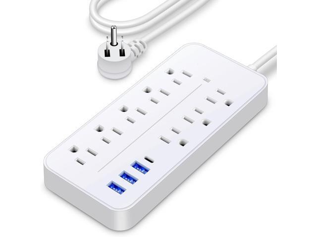 Power Strip Surge Protector,8 Outlets & 3 USB Ports & 1 USB-C Port, 1700 Joules Wall Mount Desk Power Strip, 4 Ft Power Cord Angled Flat Plug,...