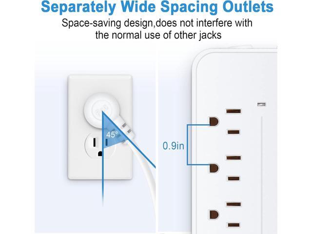 Power Strip Surge Protector,8 Outlets & 3 USB Ports & 1 USB-C Port, 1700 Joules Wall Mount Desk Power Strip, 4 Ft Power Cord Angled Flat Plug,...