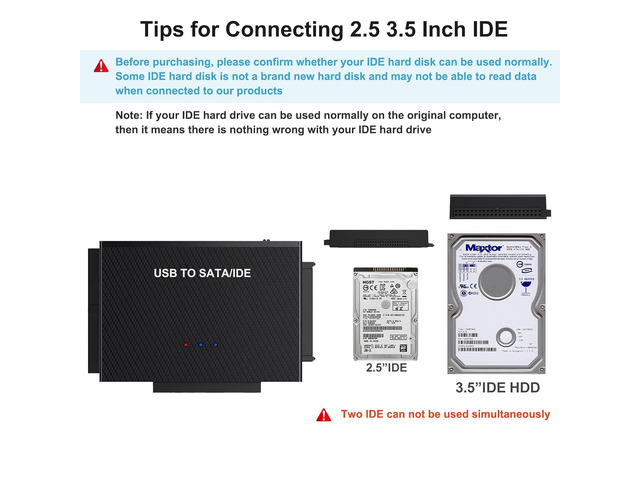 Hard Drive Reader USB 3.0 to SATA IDE Adapter,IDE SATA to USB + Type C External Hard Drive Adapter Data Recovery Converter Kit for Universal 2.5...