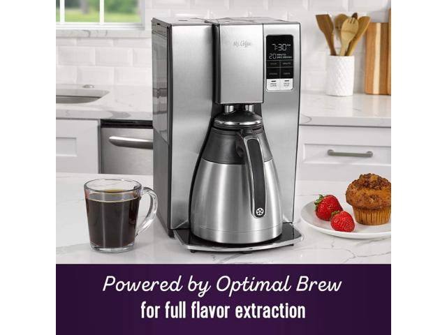 Mr. Coffee 10-Cup Programmable Coffee Maker, Insulated Thermal Carafe, Brew Strength Selection, Brew Now or Later, Stainless Steel