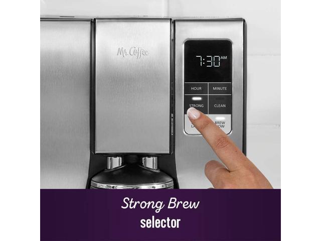 Mr. Coffee 10-Cup Programmable Coffee Maker, Insulated Thermal Carafe, Brew Strength Selection, Brew Now or Later, Stainless Steel