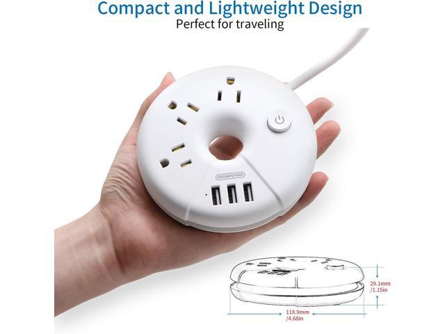 Travel Power Strip with USB Ports, NTONPOWER Cruise Approved Power Strip with 3 Outlet 3 USB, 5 ft Extension Cord with USB Ports, Compact for...