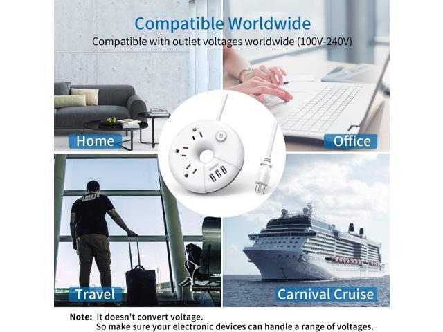 Travel Power Strip with USB Ports, NTONPOWER Cruise Approved Power Strip with 3 Outlet 3 USB, 5 ft Extension Cord with USB Ports, Compact for...