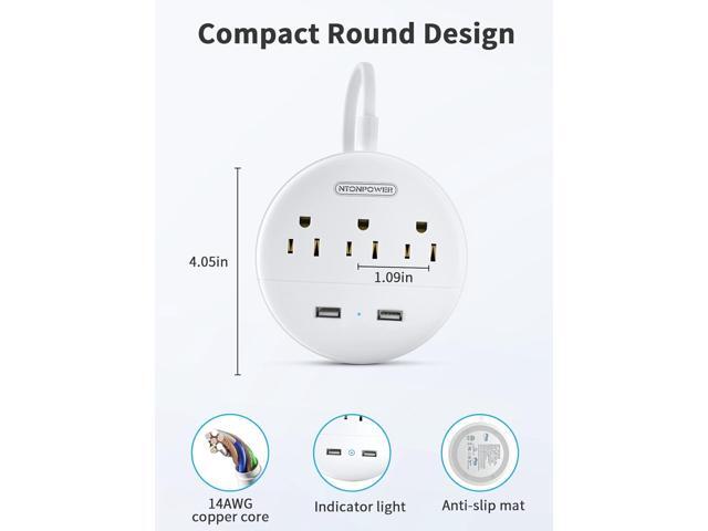 NTONPOWER 2 Prong Power Strip, 9.8ft Extension Cord with Polarized Plug, 3 Prong to 2 Prong Outlet Adapter, 3 Outlets 2 USB Charging Ports, Wall...