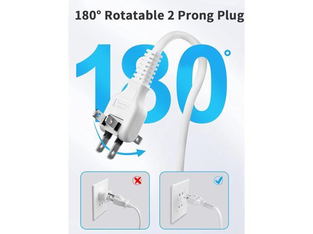 NTONPOWER 2 Prong Power Strip, 9.8ft Extension Cord with Polarized Plug, 3 Prong to 2 Prong Outlet Adapter, 3 Outlets 2 USB Charging Ports, Wall...