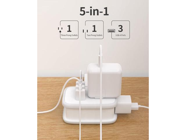 Travel Power Strip with USB Ports, NTONPOWER 2 Widely Outlets 3 USB with 3FT Short Extension Cord Flat Plug, Mini Power Strip Flat Plug, Portable...