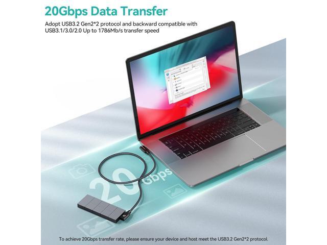 Yottamaster USB C to USB C Cable Dual 90 Degree[20Gbps, 100W], USB3.2X2 Bradied USB C Charging Cable Right Angle with E-Marker Support 4K@60Hz,...