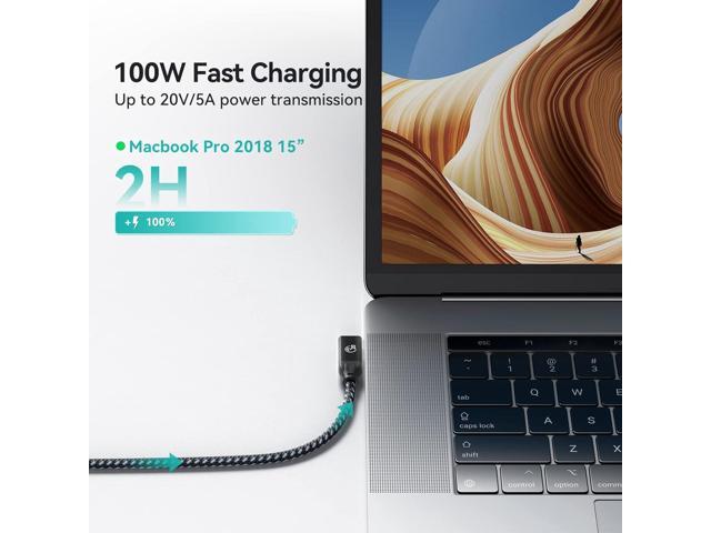 Yottamaster USB C to USB C Cable 90 Degree with 100W Charging, 20Gbps Type-C Cable 2m Right Angle with E-Marker Support 4K@60Hz, Fully Compatible...