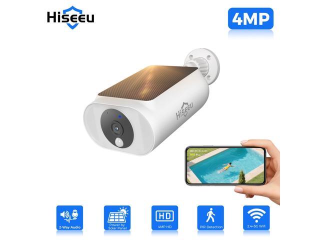 Hiseeu Solar Battery Security Camera Wire-Free Wireless 4MP Outdoor Camera PIR Human Detection