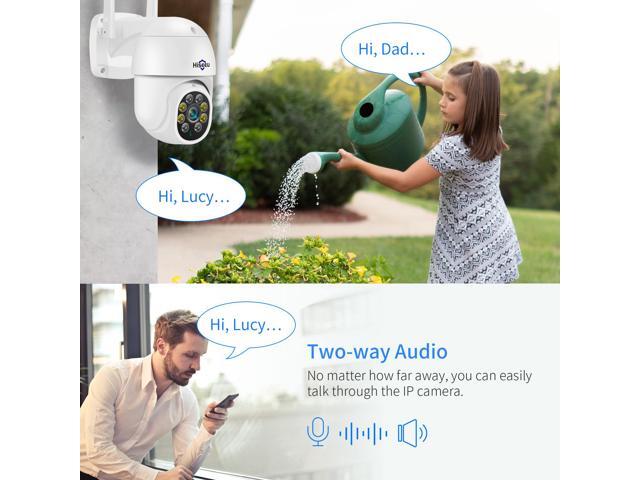 Hiseeu 2K 360° Pan/Tilt/Digital Zoom WiFi Security Camera Outdoor,Motion Tracking,Floodlights,5MP 2.4G WiFi Camera,Light Alarm,Two-Way Audio IP...