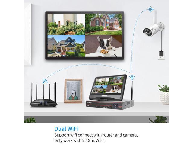 Hiseeu 10'' LCD Wireless WiFi NVR 8 Channels Network Video Recorder, 1080P/3MP/5MP Motion Detection Zones, 24/7 Record, Work with Hiseeu Eseecloud...