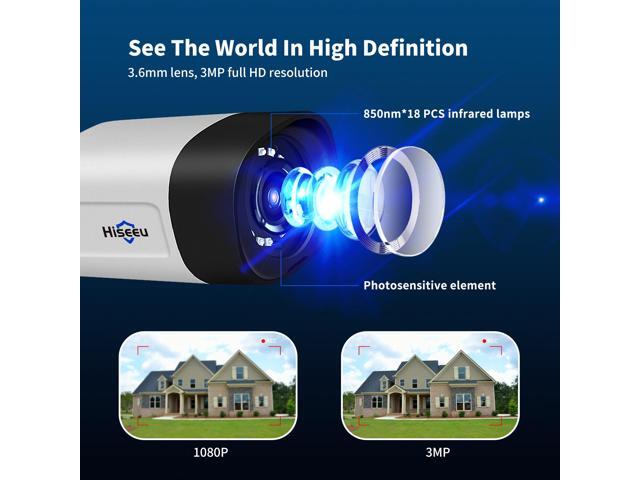 Hiseeu 5MP Outdoor Security Camera Bullet, 2-Way Audio, 5MP Surveillance IP Cameras,IP66 Waterproof, Remote Viewing, Motion Detection, Night Vision