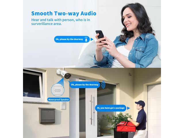 Hiseeu 5MP Outdoor Security Camera Bullet, 2-Way Audio, 5MP Surveillance IP Cameras,IP66 Waterproof, Remote Viewing, Motion Detection, Night Vision