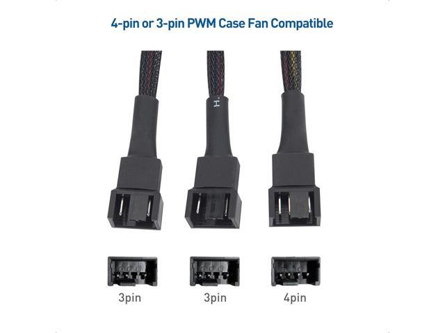 Cable Matters 2-Pack 3 Way 4 Pin PWM Fan Splitter Cable 12 Inches, PC Fan Splitter 1 to 3 Converter, PC Fan Extension Cable
