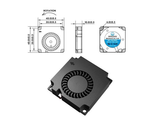 WINSINN 40mm Blower Fan 12V, 3D Printer Micro 12 Volt Fans Blower 4010 Dual Ball Bearing, with Air Guide Parts, 40mmx10mm 2PIN (Pack of 5Pcs)
