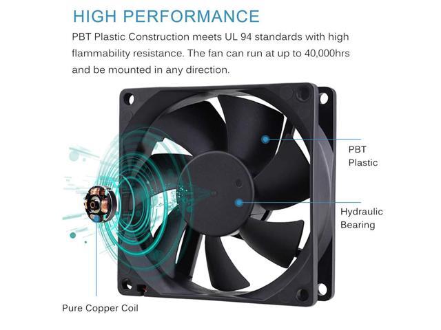 GDSTIME 80mm x 80mm x 25mm 12V Brushless DC Cooling Fan compatible with Desktop