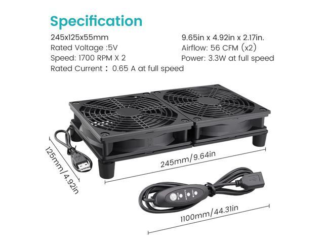 Wathai High Airflow Router Cooling Fan for Computer Cooler TV Box Wireless DC 5V USB Power 120mm 240mm Fan with Multi Speed Controller