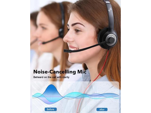 USB Headset with Mic for PC, On-Ear Computer Laptop Headphones with Noise Cancelling Microphone in-line Control for Home Office Online Class Skype...