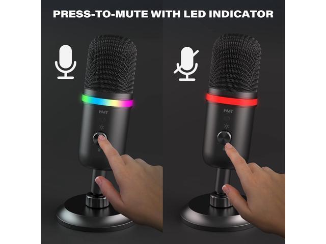 USB Microphone - Condenser Gaming Microphone for PC/MAC/PS4/PS5/Phone- Cardioid Mic with Brilliant RGB Lighting Headphone Output Volume Control,...