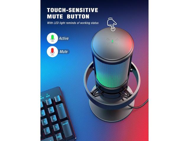 FIFINE Gaming Microphone, USB PC Mic for Streaming, Podcasts, Recording, Condenser Computer Desktop Mic on Mac, with RGB Control, Mute Touch,...