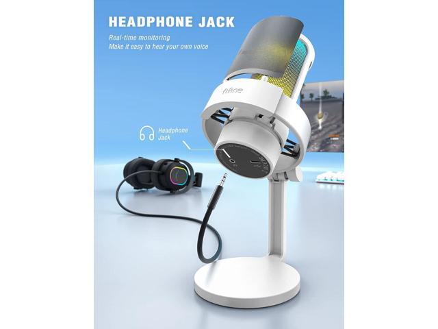FIFINE Gaming USB PC Computer RGB Microphone for Live Streaming, Meeting, Podcasting, Video, Condenser Mic with Monitoring Headphone Jack, Light...