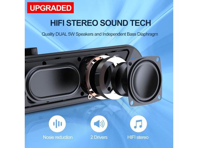 LENRUE Computer Speakers,Wired USB-Powered Sound-bar with 10W Stereo Sound for PC Desktop,Plug-n-Play (A39PRO /Black)