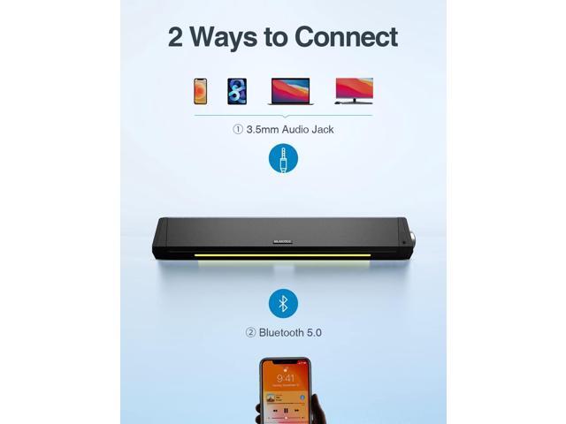 Computer Speakers, Bluetooth Computer Soundbar, HiFi Stereo, 3.5mm Aux-in Connection, USB Powered Computer Speakers for Desktop Monitor, PC,...