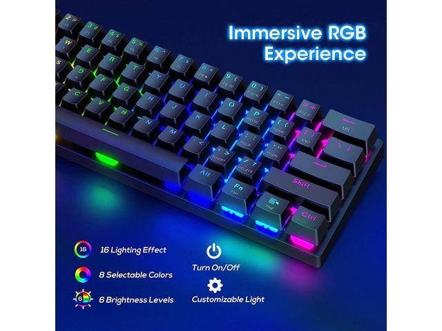 60% Wireless Mechanical Keyboard, 2.4G/Type-C/Bluetooth Keyboard with RGB Backlit, Clicky Blue Switch, 61 Keys Mini Office Wired Gaming Keyboard...