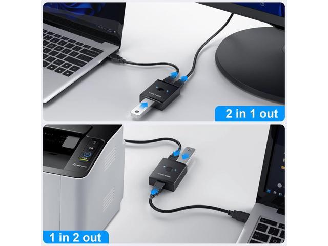 USB 3.0 Switch, Bi-Directional USB Switch 2 in 1 Out / 1 in 2 Out, YINNCEEN USB Switcher 2 Computers Share Keyboard Mouse Scanner Printer, USB KVM...